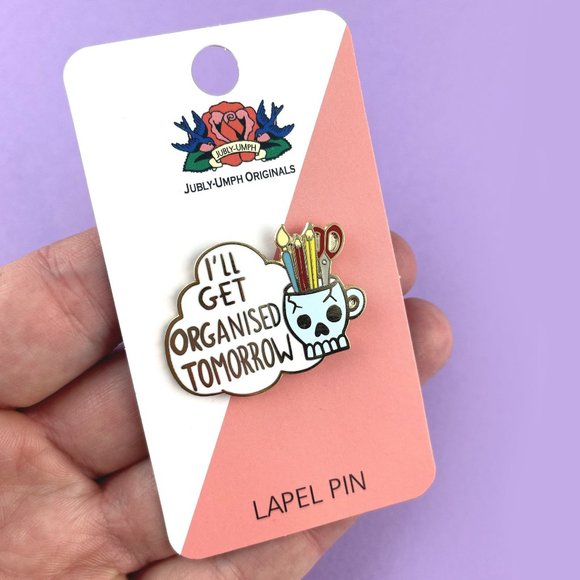 Jubly-Umph Originals I'LL GET ORGANIZED TOMORROW LAPEL PIN - Picture 2 of 5